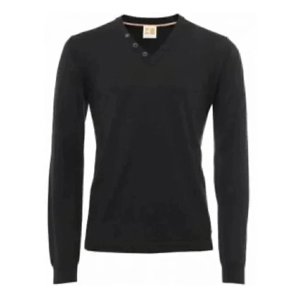 Hugo Boss Orange “Alban” v neck black long sleeve fine knit sweater L